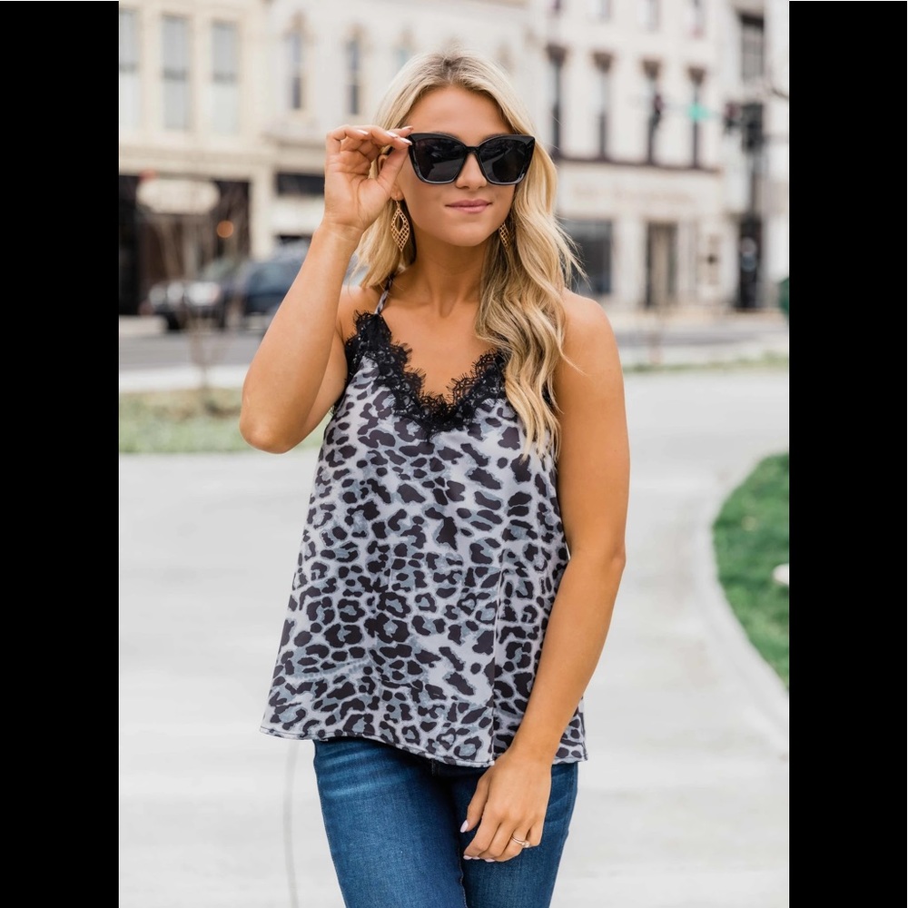 GREY ANIMAL PRINT TANK